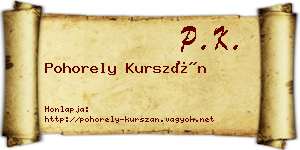 Pohorely Kurszán névjegykártya